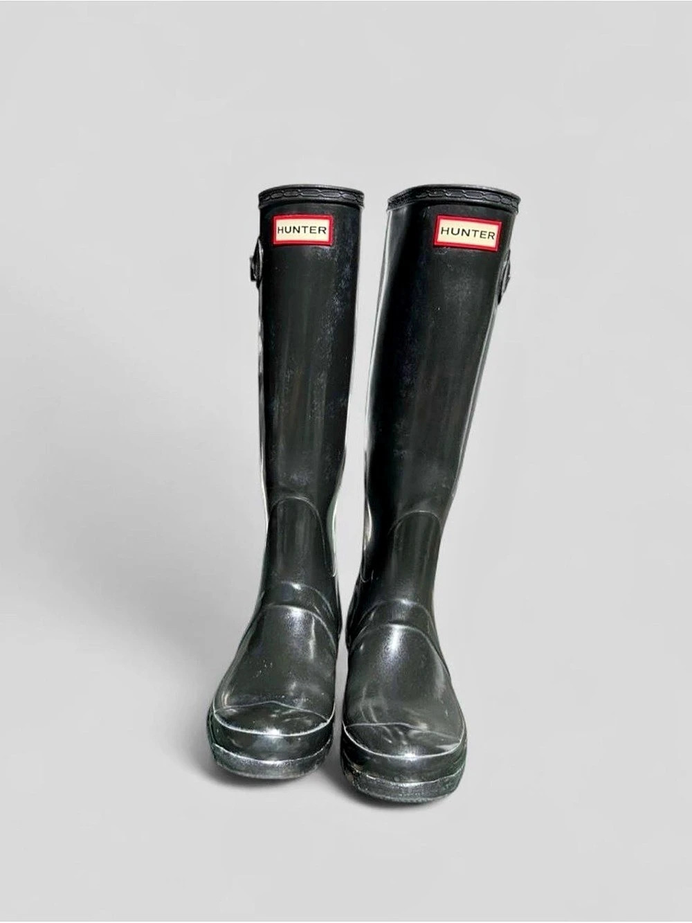 Hunter Original Tall Gloss Waterproof Rain Boots Black Womens US 6 EU 37 UK 4